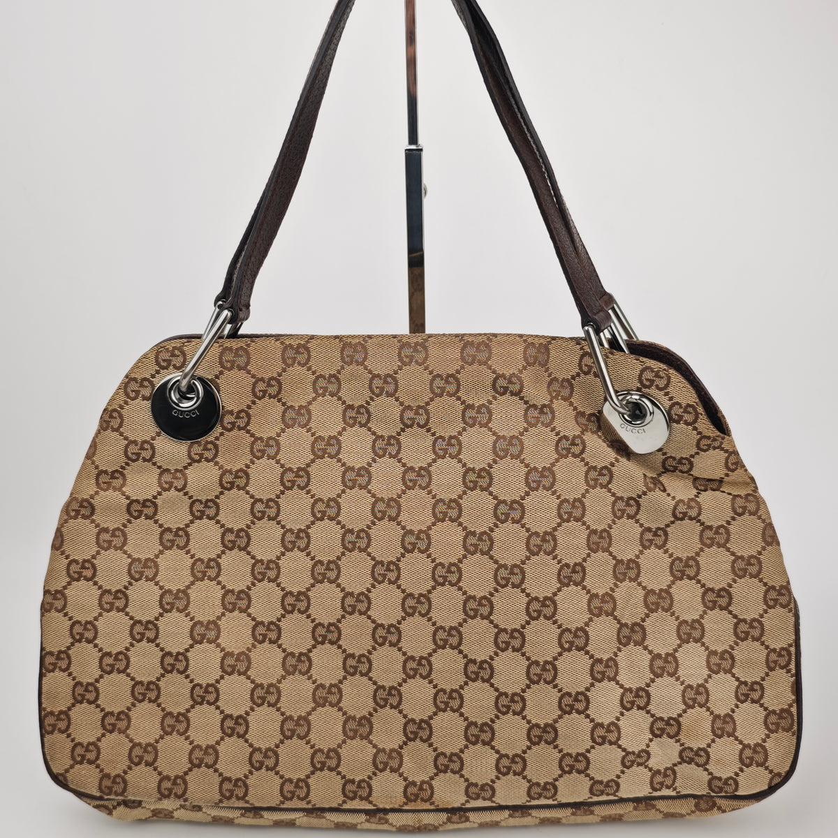 C2908# Gucci Shoulder Bag GG Canvas Eclipse Shoulder Bag Medium | Pre-Owned Very Good Beige / Brown GG Canvas