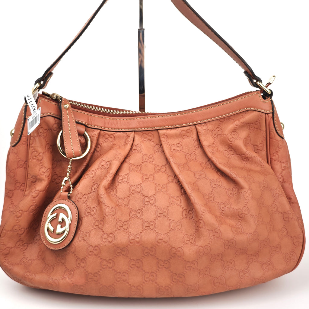 C2909 Gucci Shoulder Bag Guccissima Sukey Hobo/Shoulder Bag Medium | Pre-Owned Excellent Beige / Brown Guccissima Leather