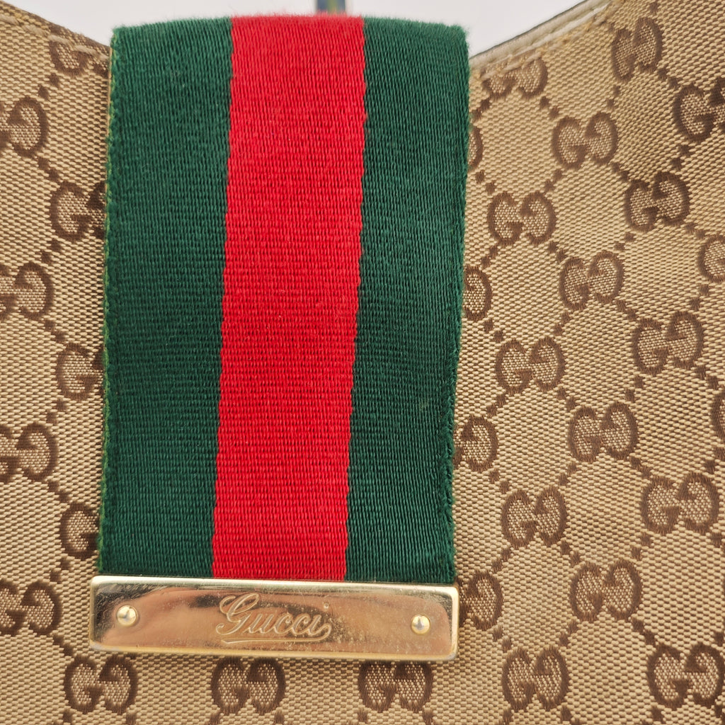 C2910 Gucci Shoulder Bag GG Canvas Web Stripe Bow Shoulder Bag | Pre-Owned Very Good Beige / Brown GG Canvas