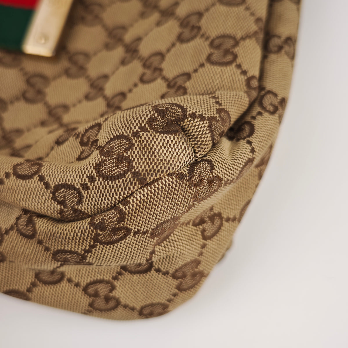C2910 Gucci Shoulder Bag GG Canvas Web Stripe Bow Shoulder Bag | Pre-Owned Very Good Beige / Brown GG Canvas