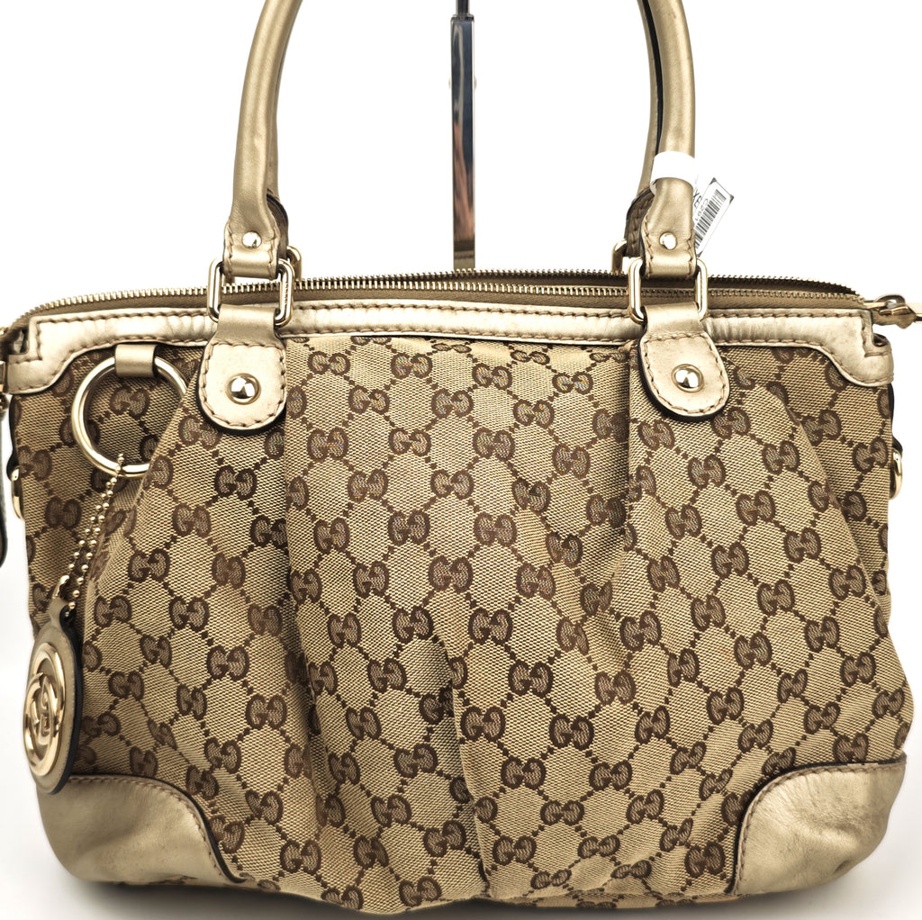 C2911 Gucci Shoulder Bag GG Canvas Sukey Top Handle/Shoulder Bag | Pre-Owned Very Good Beige / Brown GG Canvas