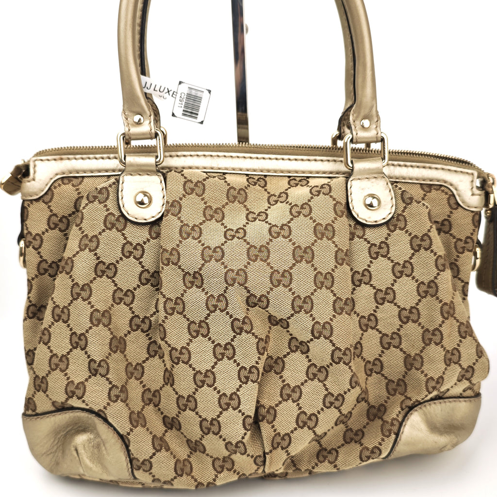 C2911 Gucci Shoulder Bag GG Canvas Sukey Top Handle/Shoulder Bag | Pre-Owned Very Good Beige / Brown GG Canvas
