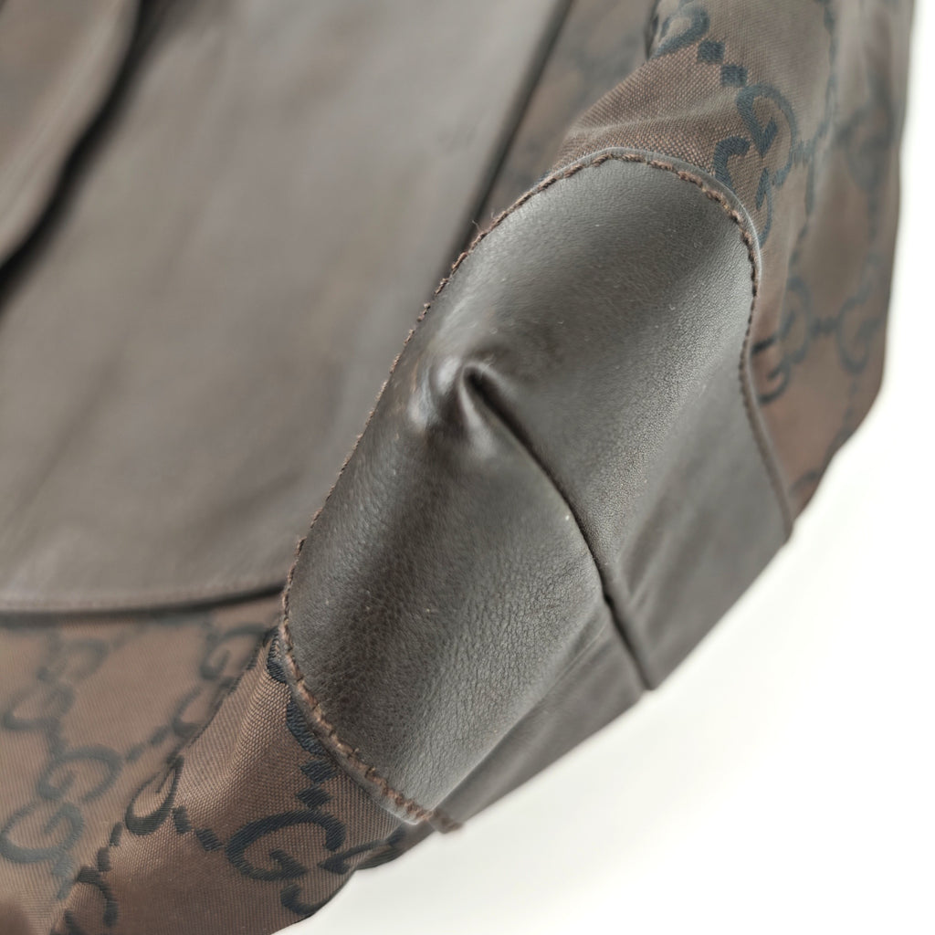 C2913 Gucci Tote Bag GG Canvas Zip Pocket Tall Tote | Pre-Owned Very Good Beige / Brown GG Canvas