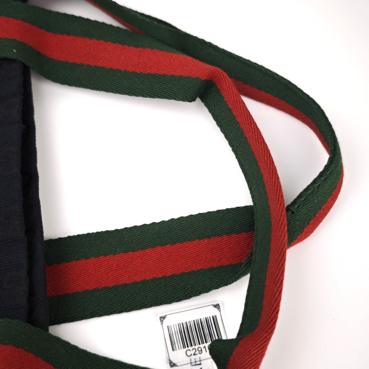 C2916 Gucci Tote Bag GG Canvas Web Stripe Flat Tote Black | Pre-Owned Very Good Black GG Canvas