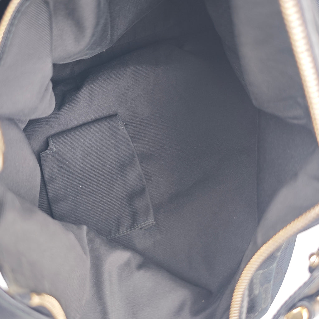 C2918 Gucci Shoulder Bag Black GG Canvas Medium Pelham Hobo Bag | Pre-Owned Excellent Black GG Canvas
