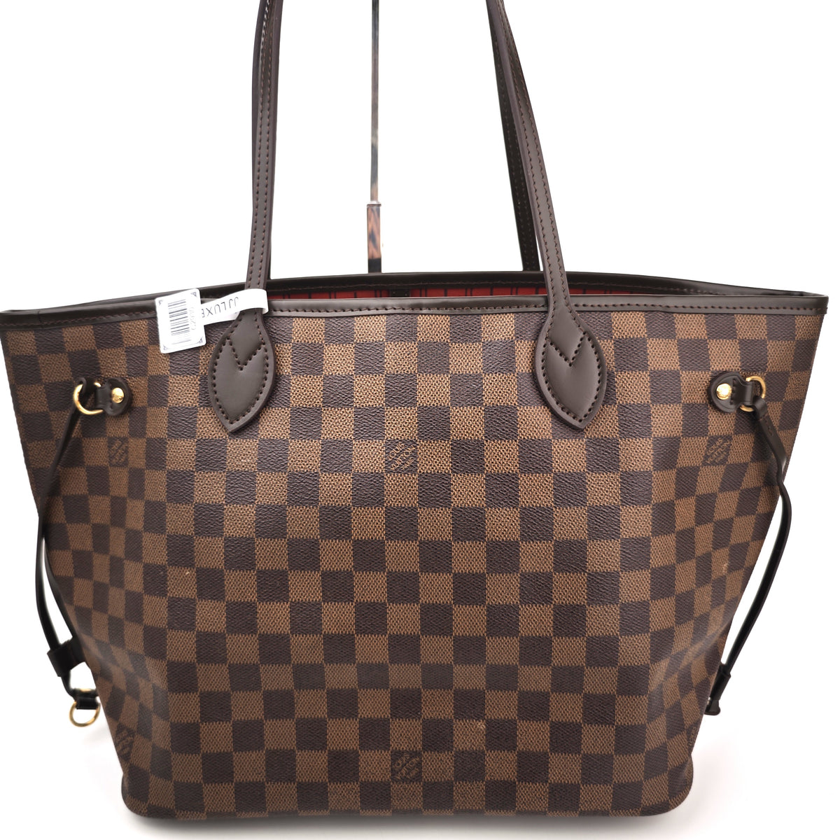 C2930R Louis Vuitton Tote Bag Damier Ebene Neverfull MM | Pre-Owned Excellent Brown Coated Canvas, Leather Trim Damier Ebene