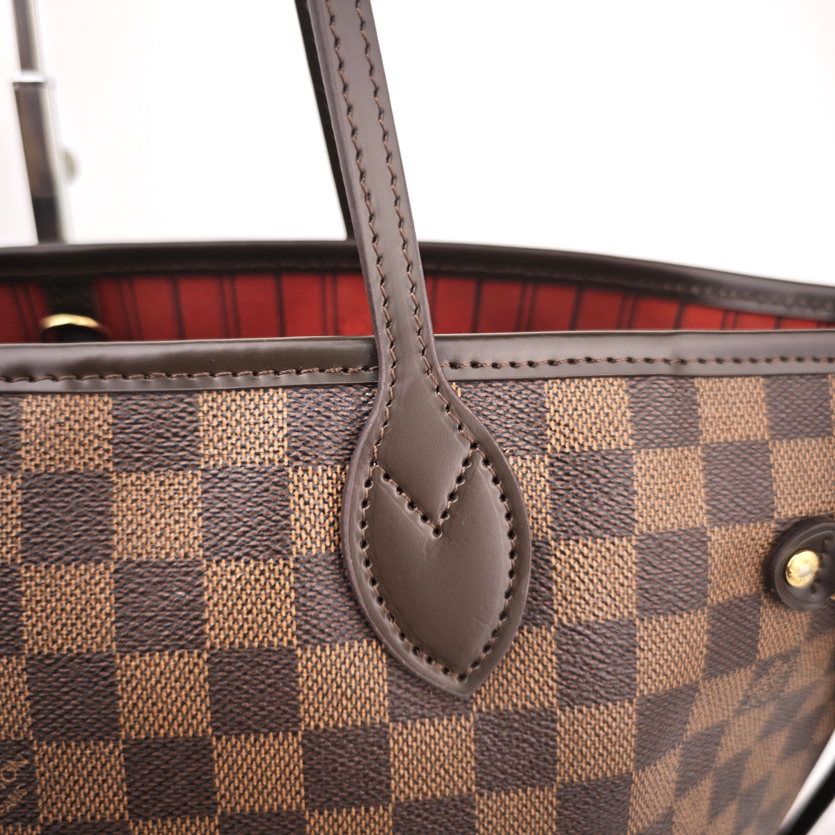 C2930R Louis Vuitton Tote Bag Damier Ebene Neverfull MM | Pre-Owned Excellent Brown Coated Canvas, Leather Trim Damier Ebene