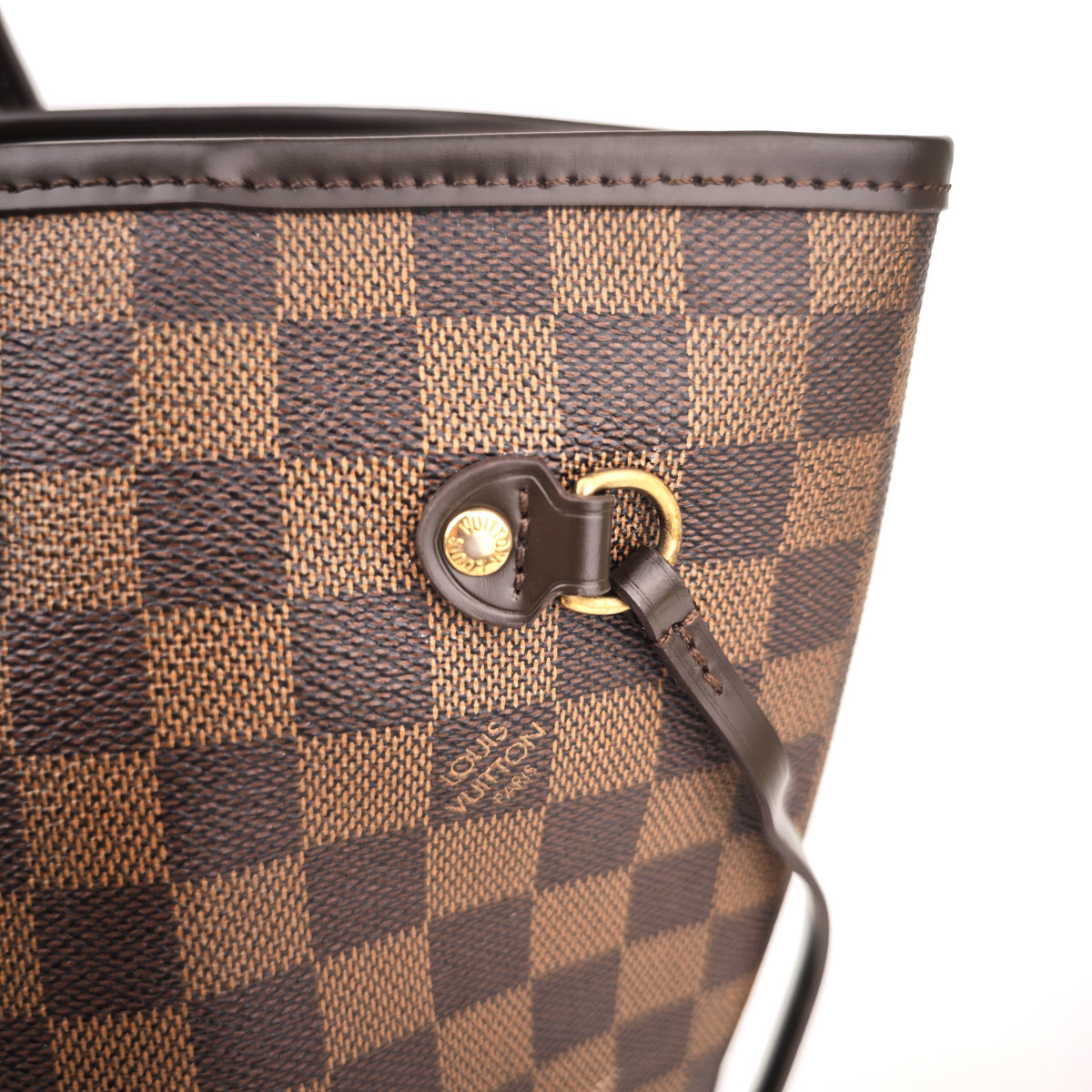 C2930R Louis Vuitton Tote Bag Damier Ebene Neverfull MM | Pre-Owned Excellent Brown Coated Canvas, Leather Trim Damier Ebene
