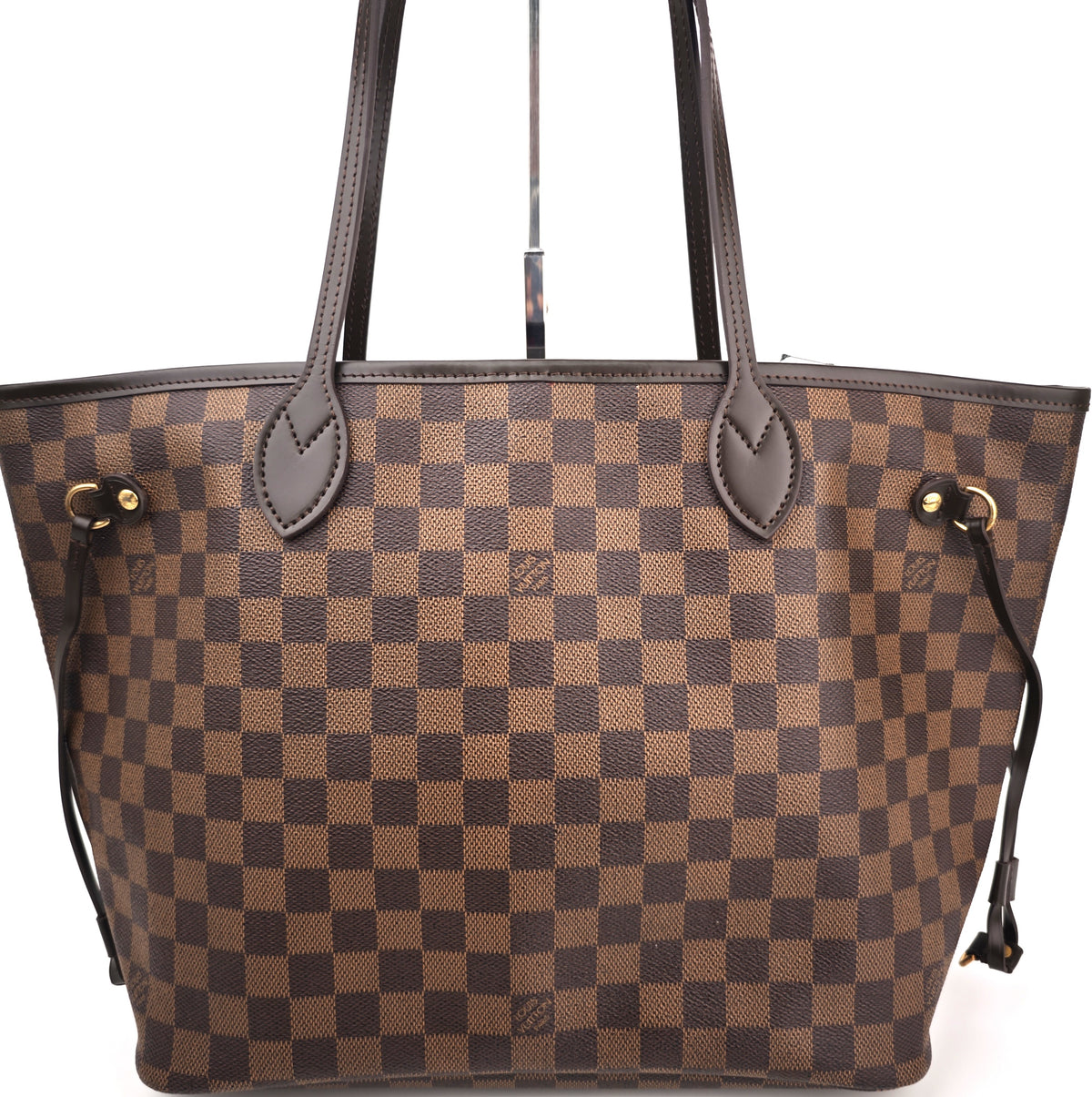 C2930R Louis Vuitton Tote Bag Damier Ebene Neverfull MM | Pre-Owned Excellent Brown Coated Canvas, Leather Trim Damier Ebene