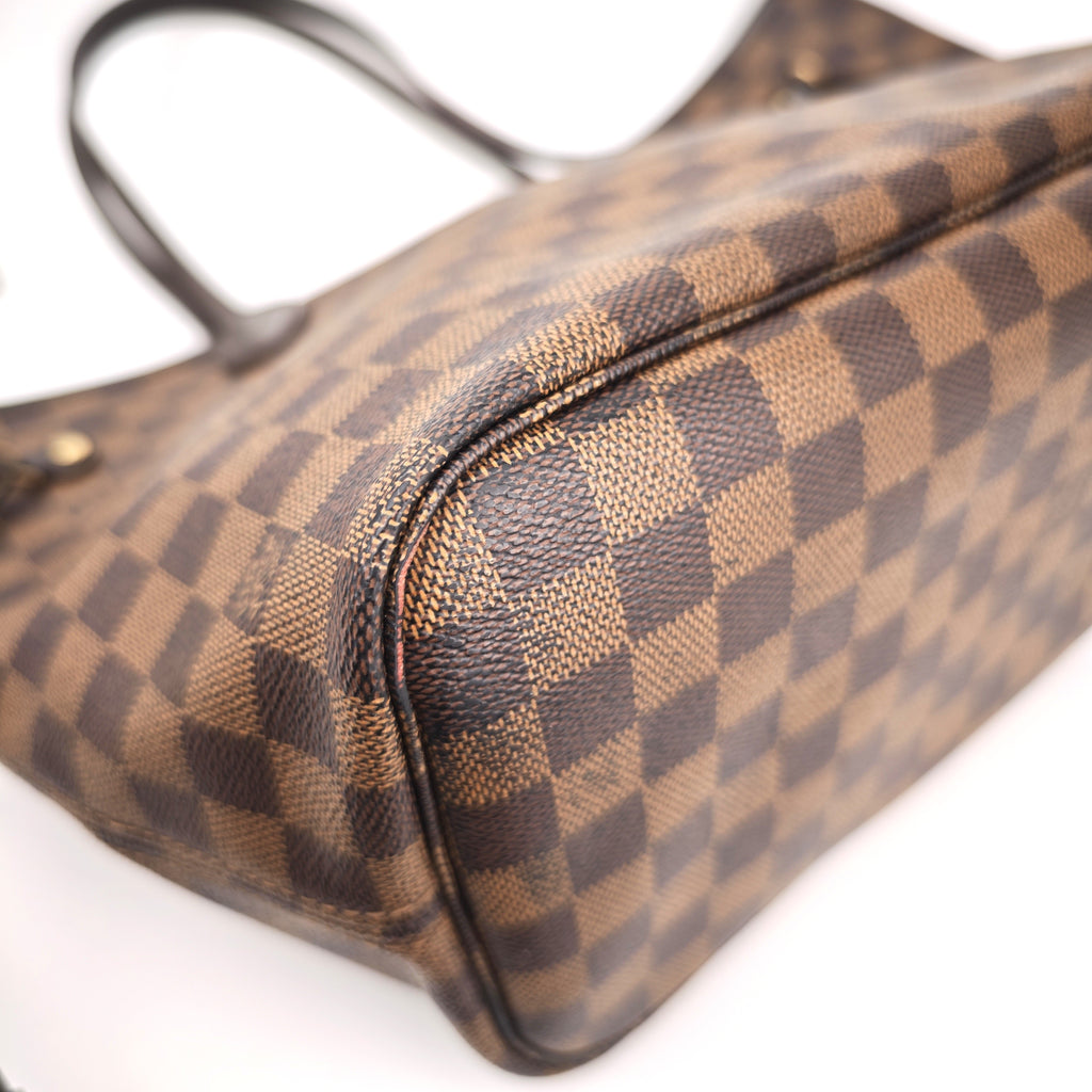 C2930R Louis Vuitton Tote Bag Damier Ebene Neverfull MM | Pre-Owned Excellent Brown Coated Canvas, Leather Trim Damier Ebene
