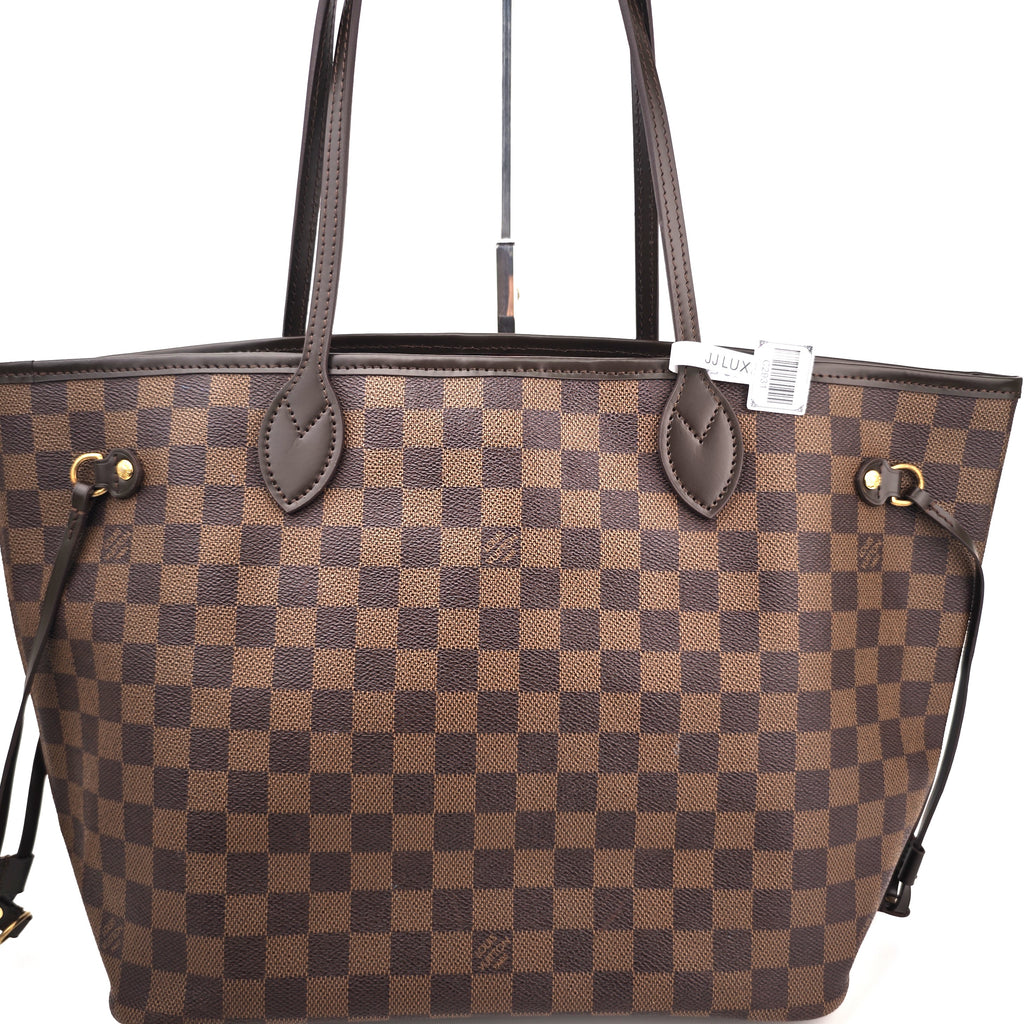 C2931R Louis Vuitton Tote Bag Damier Ebene Neverfull MM | Pre-Owned Excellent Brown Coated Canvas, Leather Trim Damier Ebene