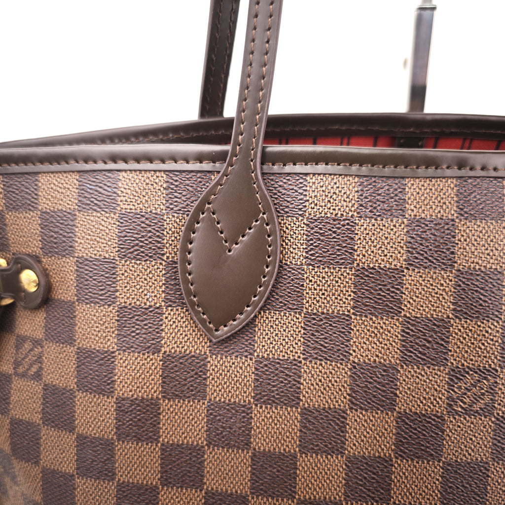 C2931R Louis Vuitton Tote Bag Damier Ebene Neverfull MM | Pre-Owned Excellent Brown Coated Canvas, Leather Trim Damier Ebene