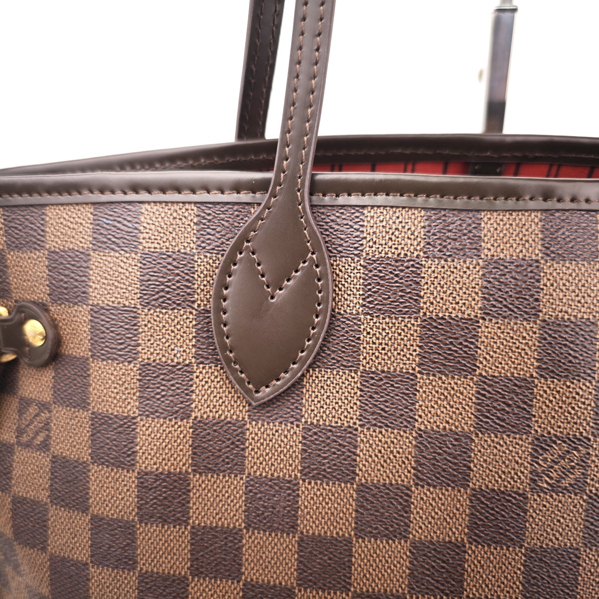 C2931R Louis Vuitton Tote Bag Damier Ebene Neverfull MM | Pre-Owned Excellent Brown Coated Canvas, Leather Trim Damier Ebene