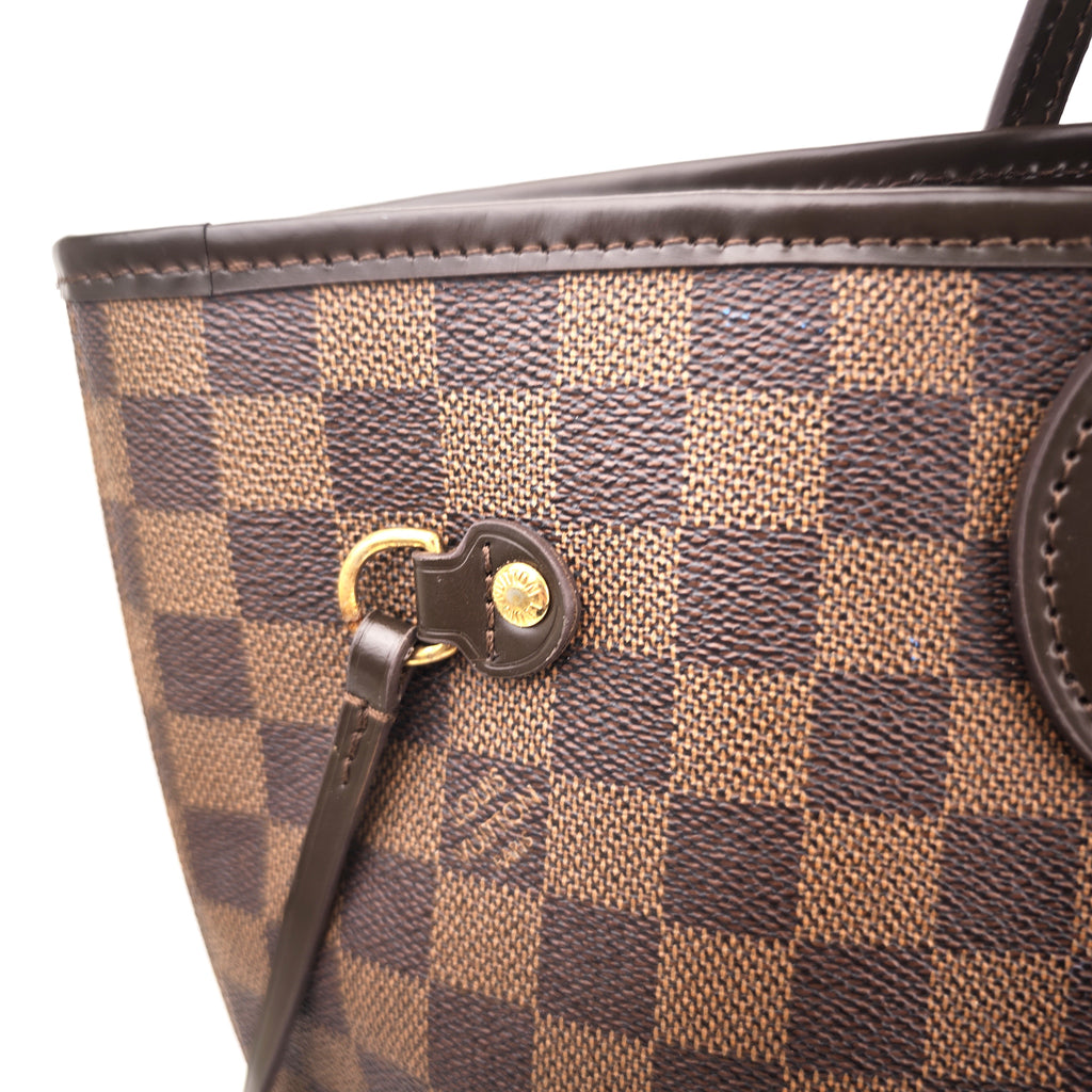 C2931R Louis Vuitton Tote Bag Damier Ebene Neverfull MM | Pre-Owned Excellent Brown Coated Canvas, Leather Trim Damier Ebene