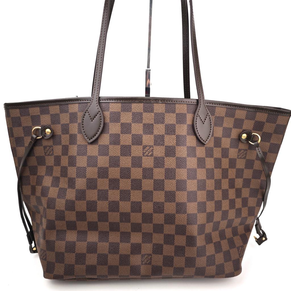 C2931R Louis Vuitton Tote Bag Damier Ebene Neverfull MM | Pre-Owned Excellent Brown Coated Canvas, Leather Trim Damier Ebene