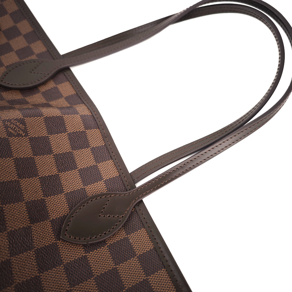 C2931R Louis Vuitton Tote Bag Damier Ebene Neverfull MM | Pre-Owned Excellent Brown Coated Canvas, Leather Trim Damier Ebene