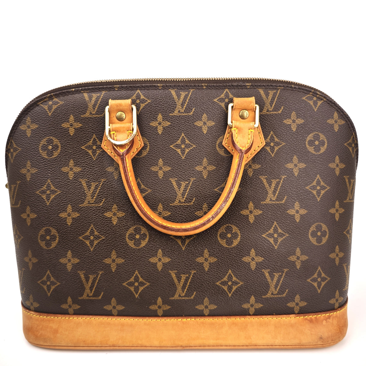 C2932 Louis Vuitton Top Handle Bag Alma PM monogram Handbag | Pre-Owned Very Good Brown Coated Canvas, Leather Trim Monogram