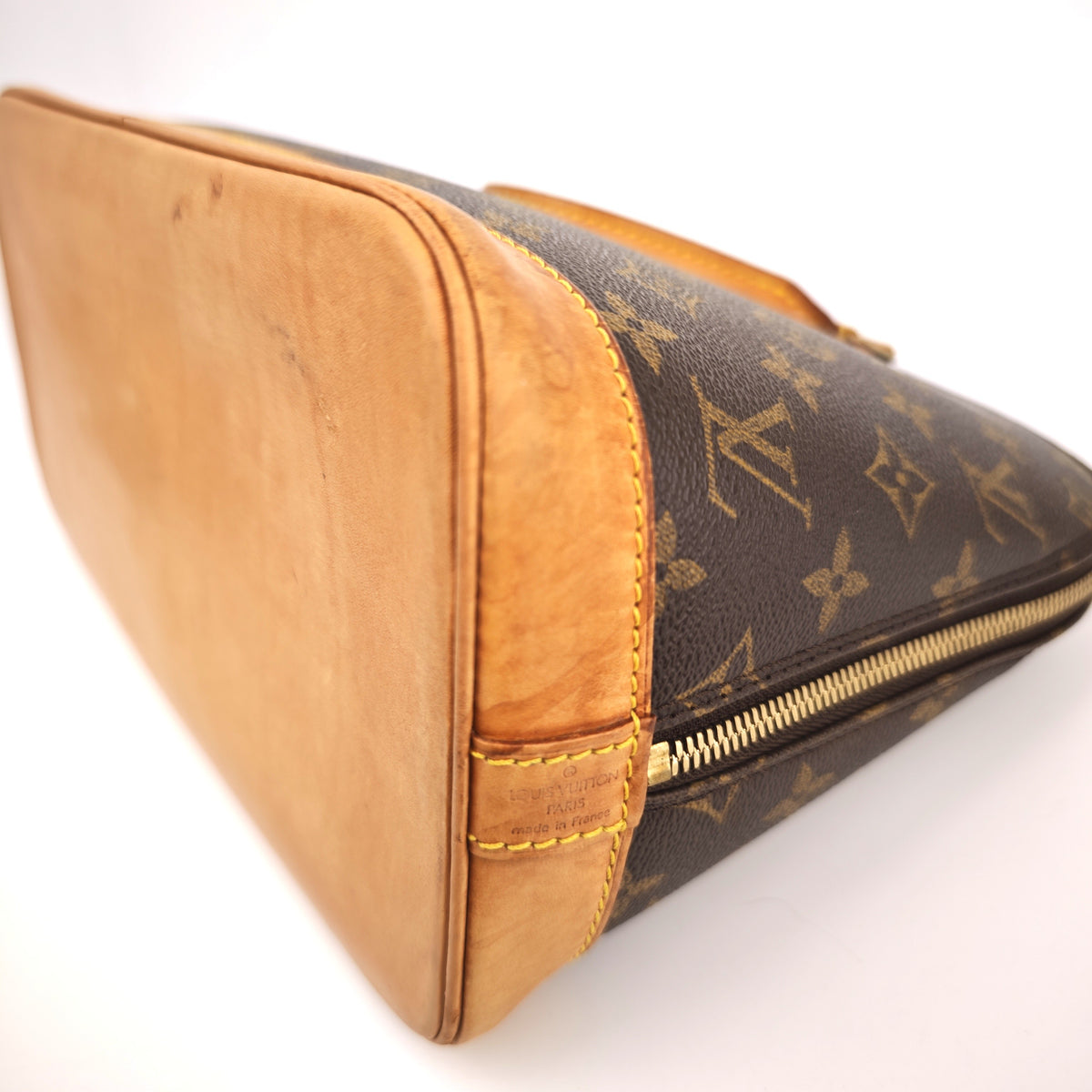 C2932 Louis Vuitton Top Handle Bag Alma PM monogram Handbag | Pre-Owned Very Good Brown Coated Canvas, Leather Trim Monogram