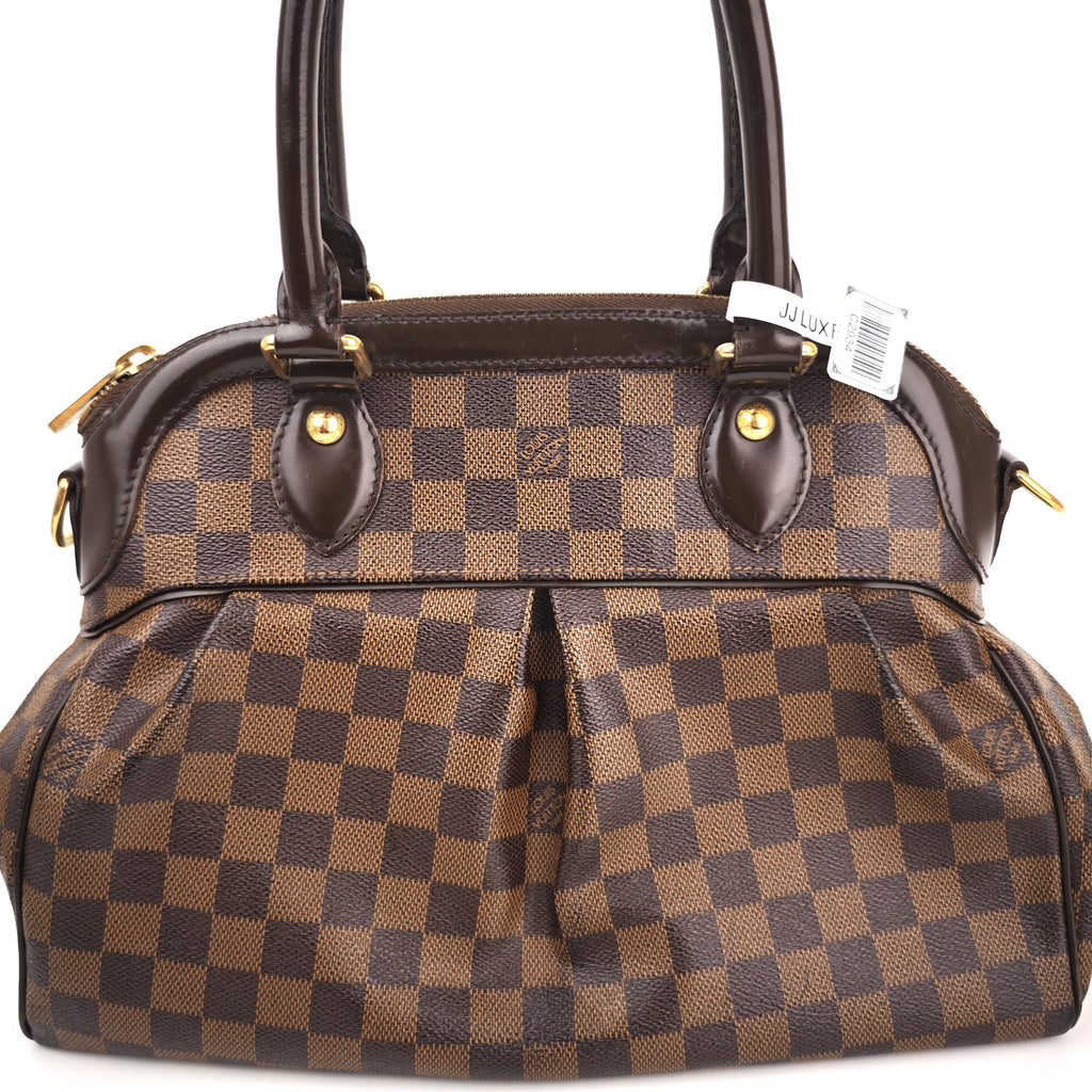 C2934 Louis Vuitton Shoulder Bag Damier Ebene Trevi PM | Pre-Owned Excellent Brown Coated Canvas, Leather Trim Damier Ebene