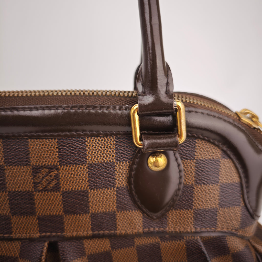 C2934 Louis Vuitton Shoulder Bag Damier Ebene Trevi PM | Pre-Owned Excellent Brown Coated Canvas, Leather Trim Damier Ebene