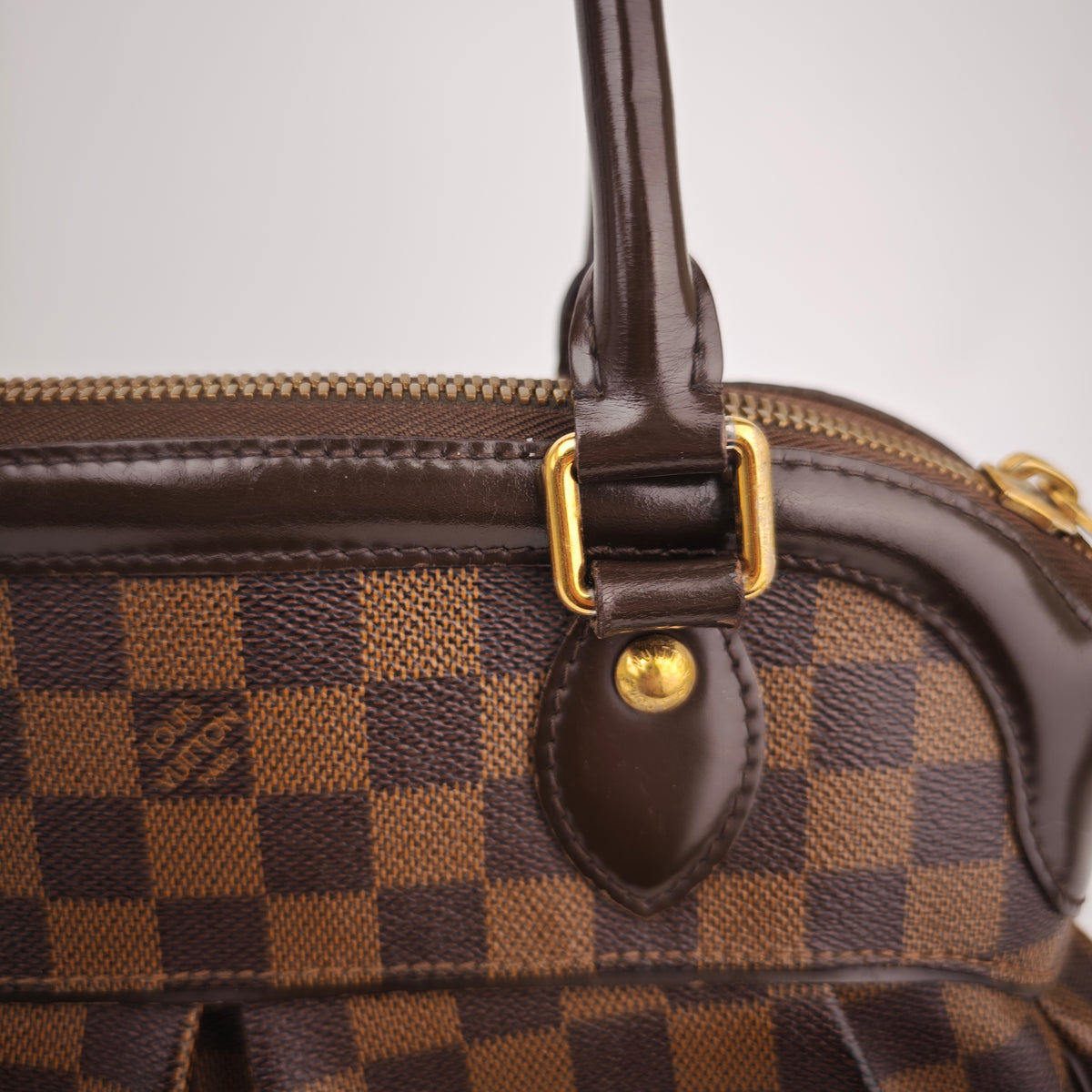 C2934 Louis Vuitton Shoulder Bag Damier Ebene Trevi PM | Pre-Owned Excellent Brown Coated Canvas, Leather Trim Damier Ebene
