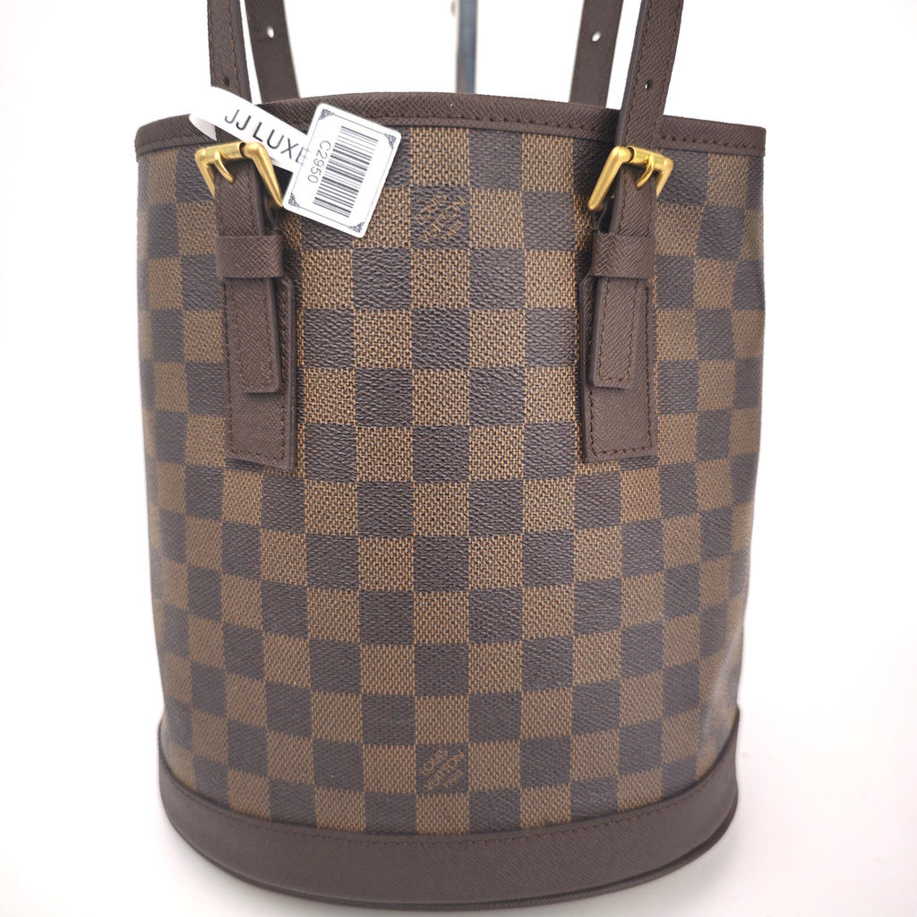 C2950R Louis Vuitton Bucket Bag Damier Ebene Marais Bucket | Pre-Owned Excellent Brown Damier Ebene Coated canvas, leather trim