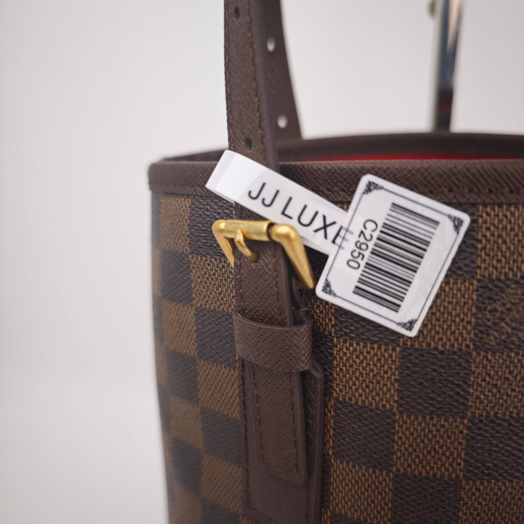 C2950R Louis Vuitton Bucket Bag Damier Ebene Marais Bucket | Pre-Owned Excellent Brown Damier Ebene Coated canvas, leather trim