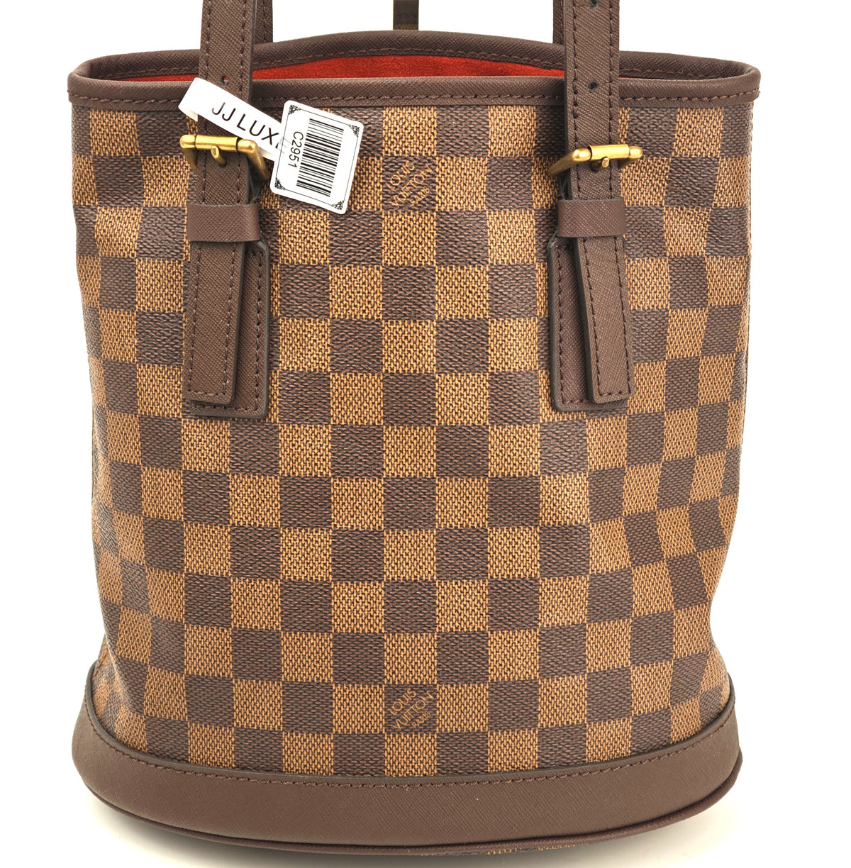 C2951R Louis Vuitton Bucket Bag Damier Ebene Marais Bucket | Pre-Owned Excellent Brown Damier Ebene Coated canvas, leather trim