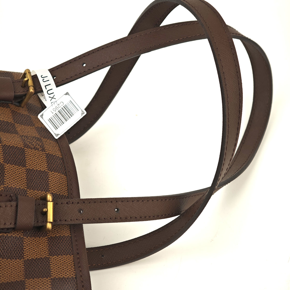 C2951R Louis Vuitton Bucket Bag Damier Ebene Marais Bucket | Pre-Owned Excellent Brown Damier Ebene Coated canvas, leather trim