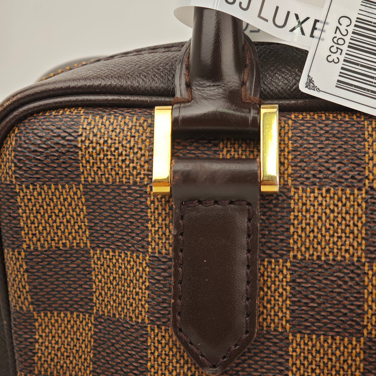C2953 Louis Vuitton Top Handle Bag Damier Ebène Brera | Pre-Owned Very Good Brown Damier Ebene Coated canvas, leather trim