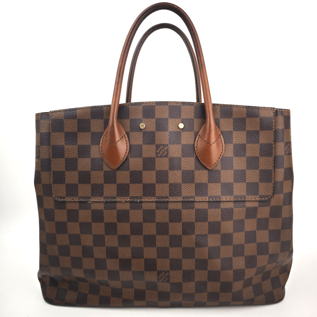 C2968 Louis Vuitton Top Handle Bag Ascot Bag Damier Ebene | Pre-Owned Very Good Brown Coated Canvas Damier Ebene