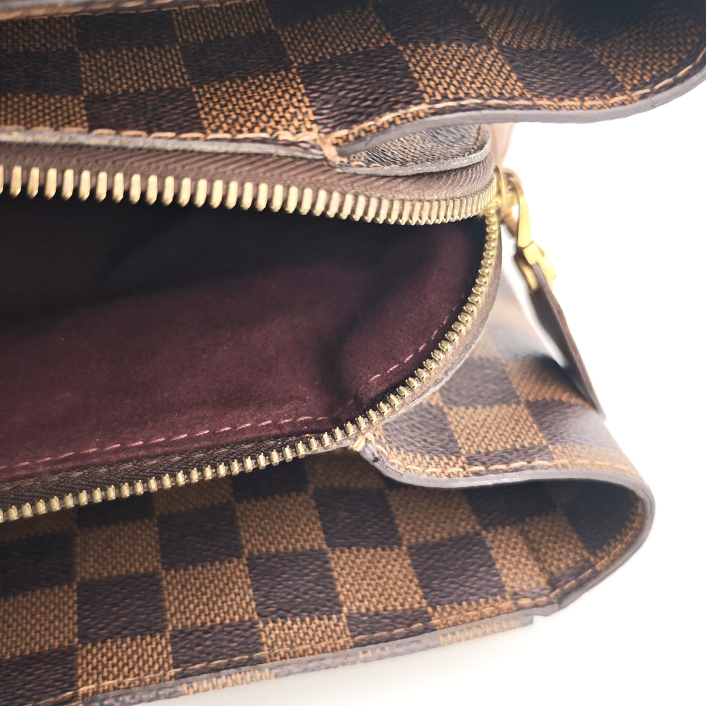 C2968 Louis Vuitton Top Handle Bag Ascot Bag Damier Ebene | Pre-Owned Very Good Brown Coated Canvas Damier Ebene
