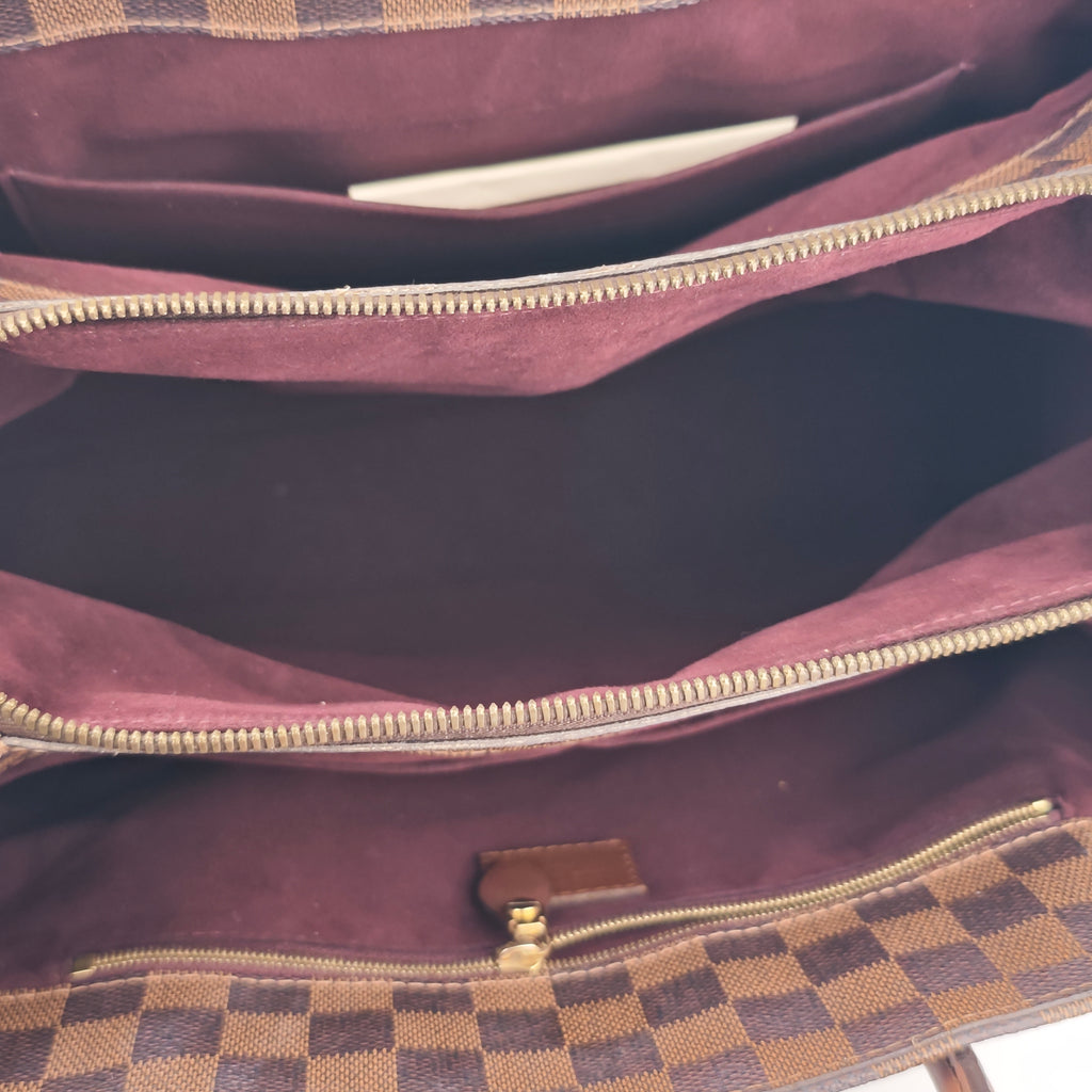C2968 Louis Vuitton Top Handle Bag Ascot Bag Damier Ebene | Pre-Owned Very Good Brown Coated Canvas Damier Ebene