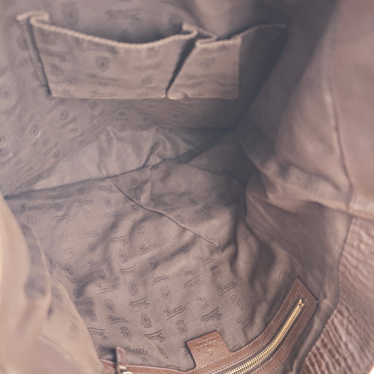 C2978 Gucci Tote Bag GG Canvas Large Charm Tote | Pre-Owned Very Good Beige / Brown Canvas, Leather GG Canvas