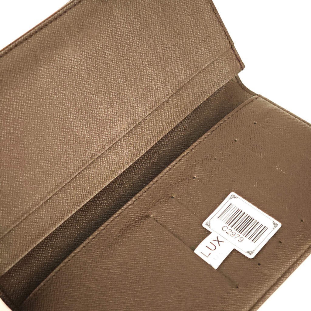 C2979 Louis Vuitton Wallet Damier Ebene long wallet | Pre-Owned Very Good Brown Coated Canvas Damier Ebene