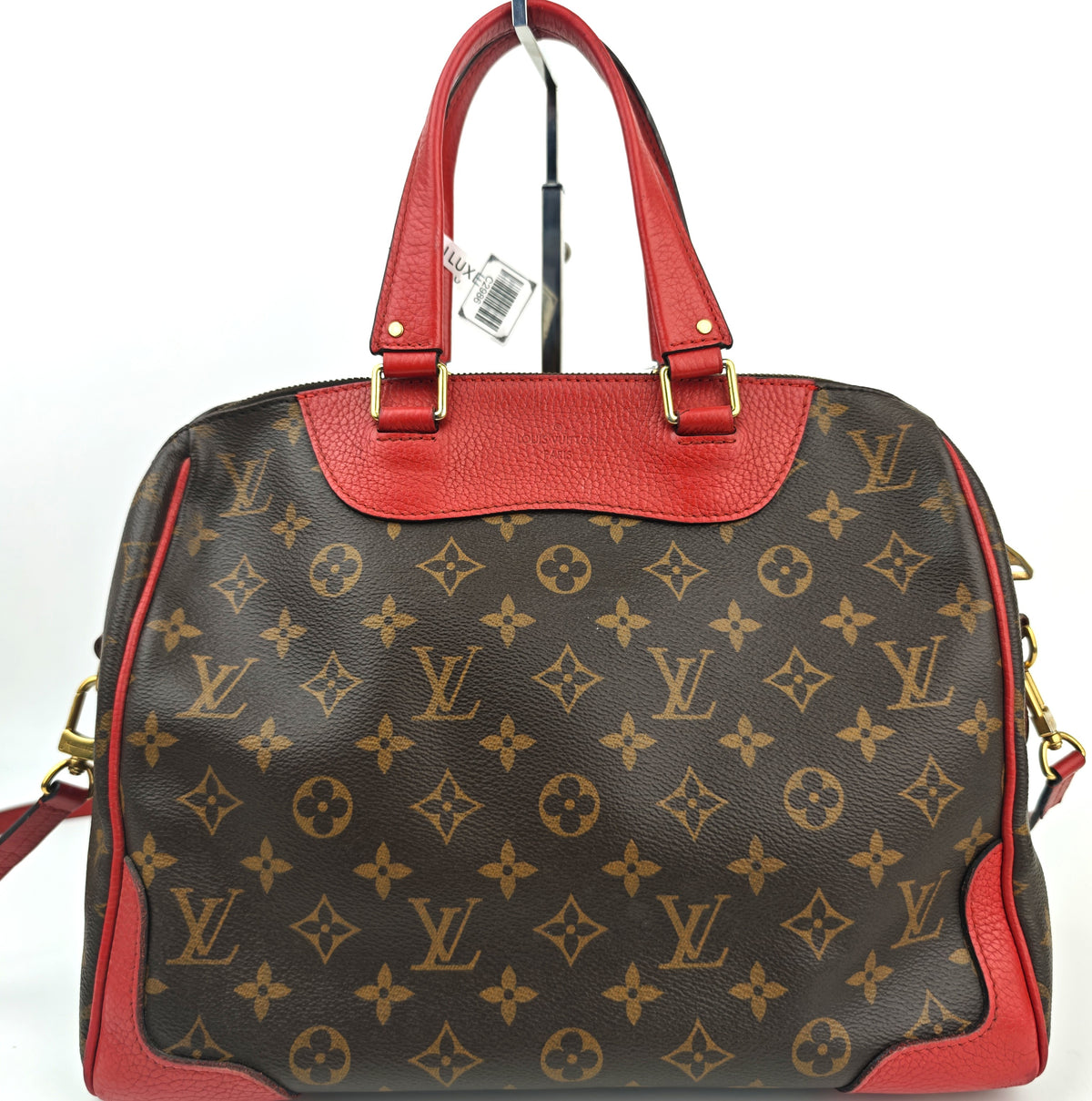 C2986 Louis Vuitton Top Handle Bag Monogram Retiro NM Cherry | Pre-Owned Very Good Brown / Red Coated canvas Monogram