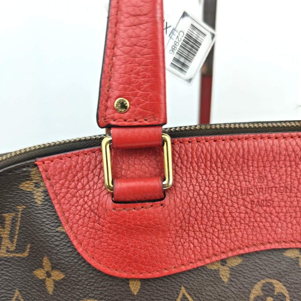 C2986 Louis Vuitton Top Handle Bag Monogram Retiro NM Cherry | Pre-Owned Very Good Brown / Red Coated canvas Monogram