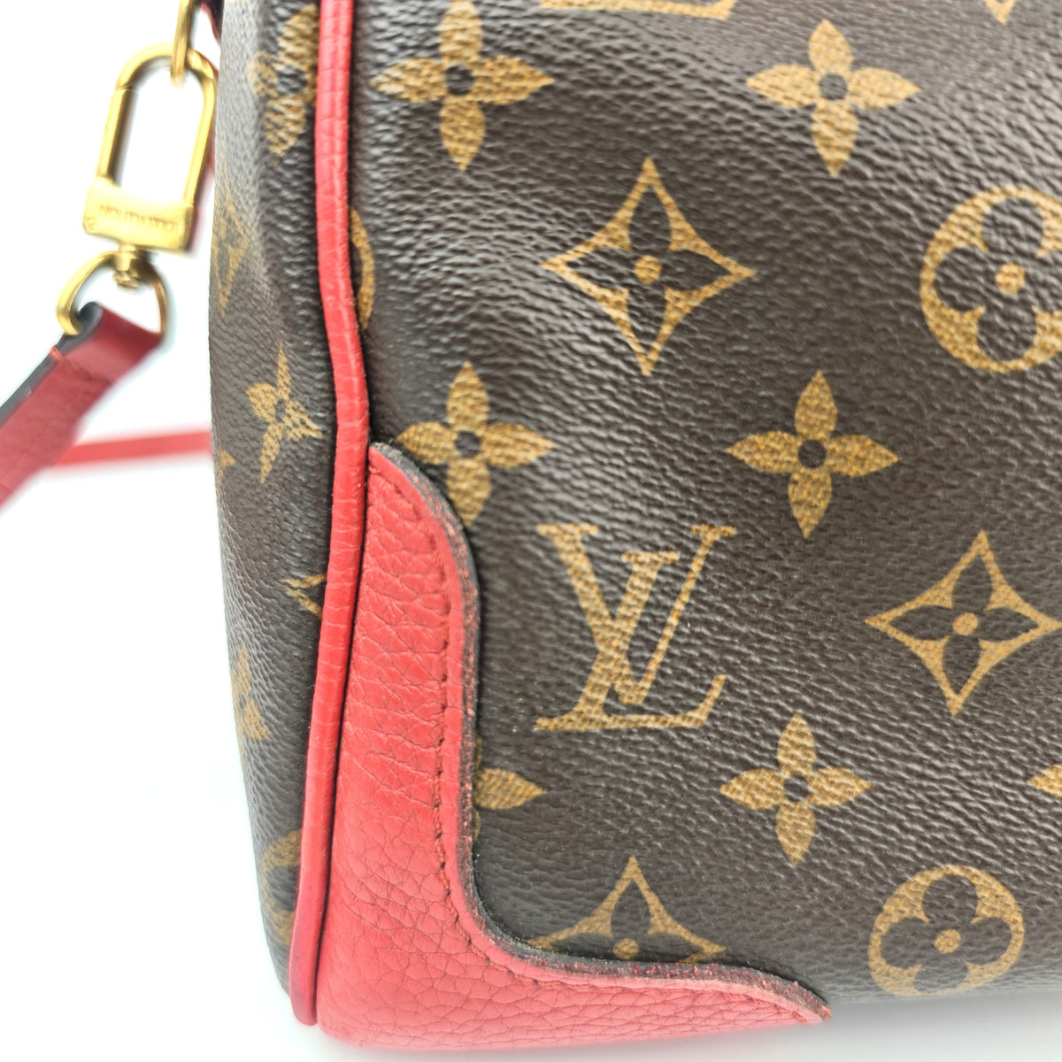 C2986 Louis Vuitton Top Handle Bag Monogram Retiro NM Cherry | Pre-Owned Very Good Brown / Red Coated canvas Monogram