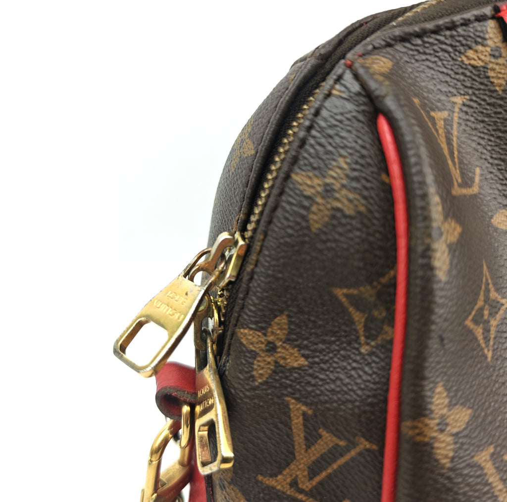 C2986 Louis Vuitton Top Handle Bag Monogram Retiro NM Cherry | Pre-Owned Very Good Brown / Red Coated canvas Monogram
