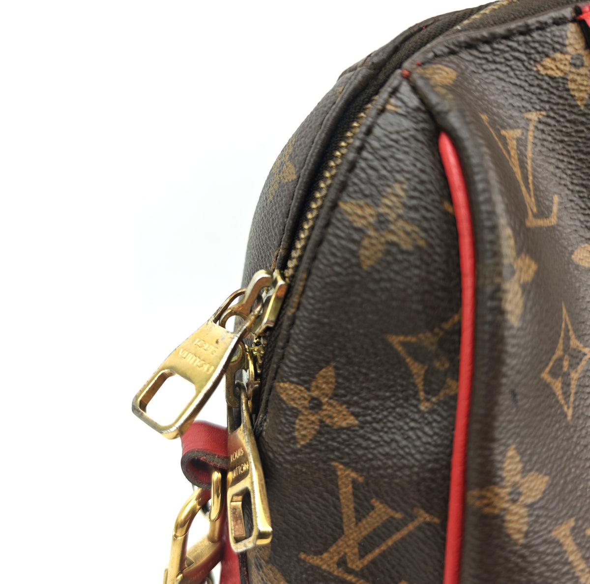 C2986 Louis Vuitton Top Handle Bag Monogram Retiro NM Cherry | Pre-Owned Very Good Brown / Red Coated canvas Monogram