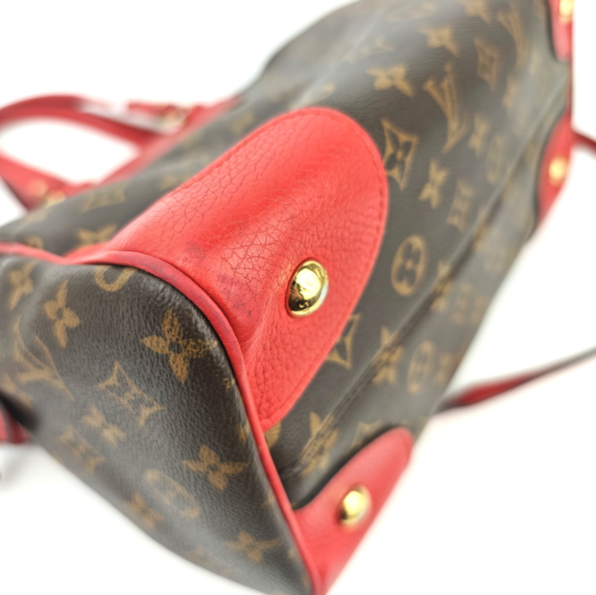 C2986 Louis Vuitton Top Handle Bag Monogram Retiro NM Cherry | Pre-Owned Very Good Brown / Red Coated canvas Monogram