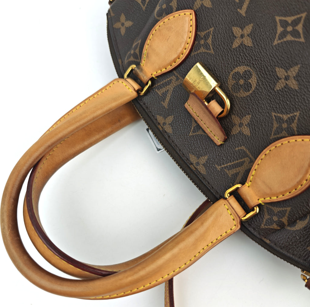 C3006 Louis Vuitton Top Handle Bag Monogram Rivoli PM | Pre-Owned Very Good Brown Monogram Coated canvas, leather trim