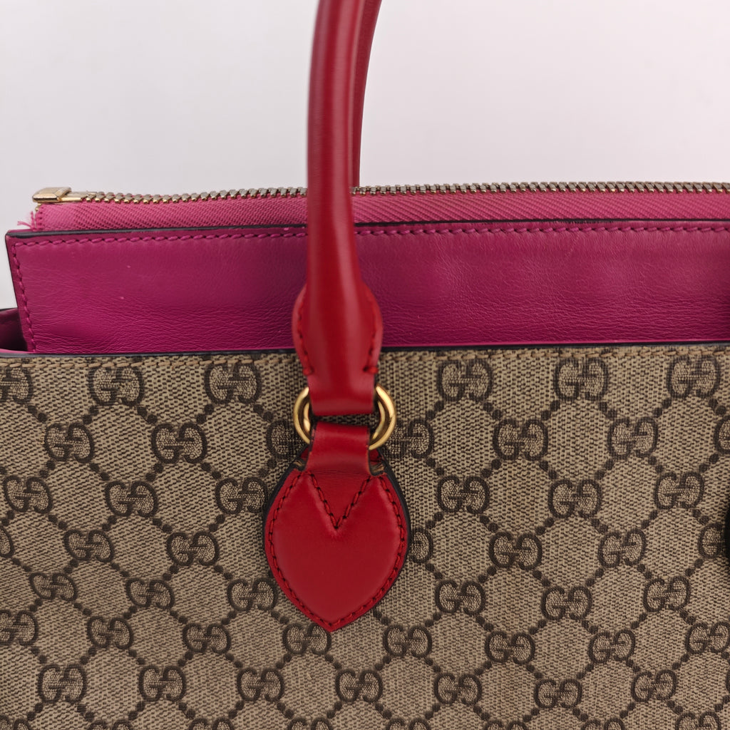 C3021 Gucci Tote Bag GG Supreme Canvas Small Top Zip Tote | Pre-Owned Very Good GG Supreme Canvas