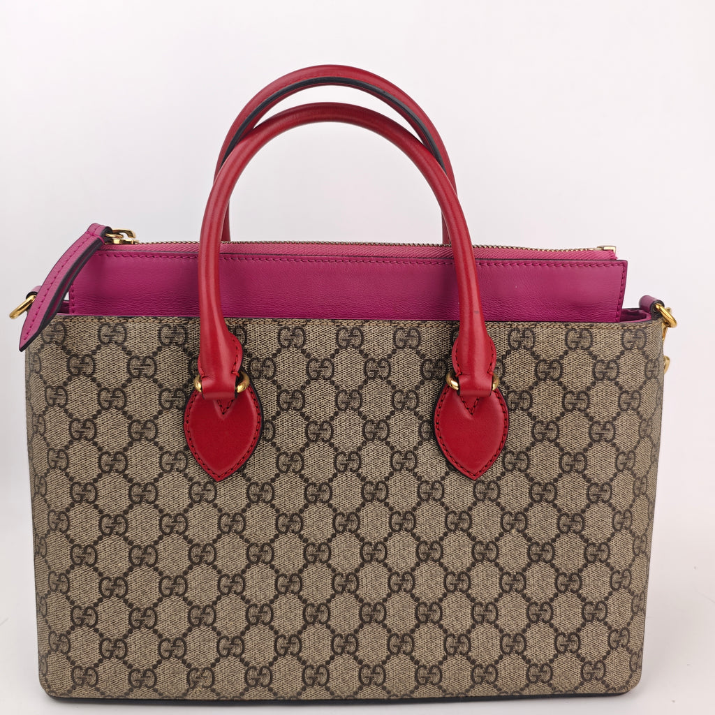 C3021 Gucci Tote Bag GG Supreme Canvas Small Top Zip Tote | Pre-Owned Very Good GG Supreme Canvas