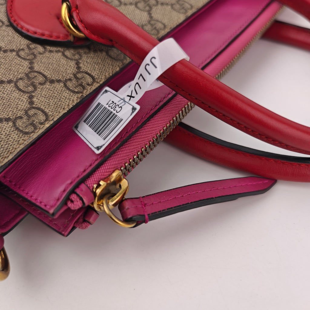 C3021 Gucci Tote Bag GG Supreme Canvas Small Top Zip Tote | Pre-Owned Very Good GG Supreme Canvas