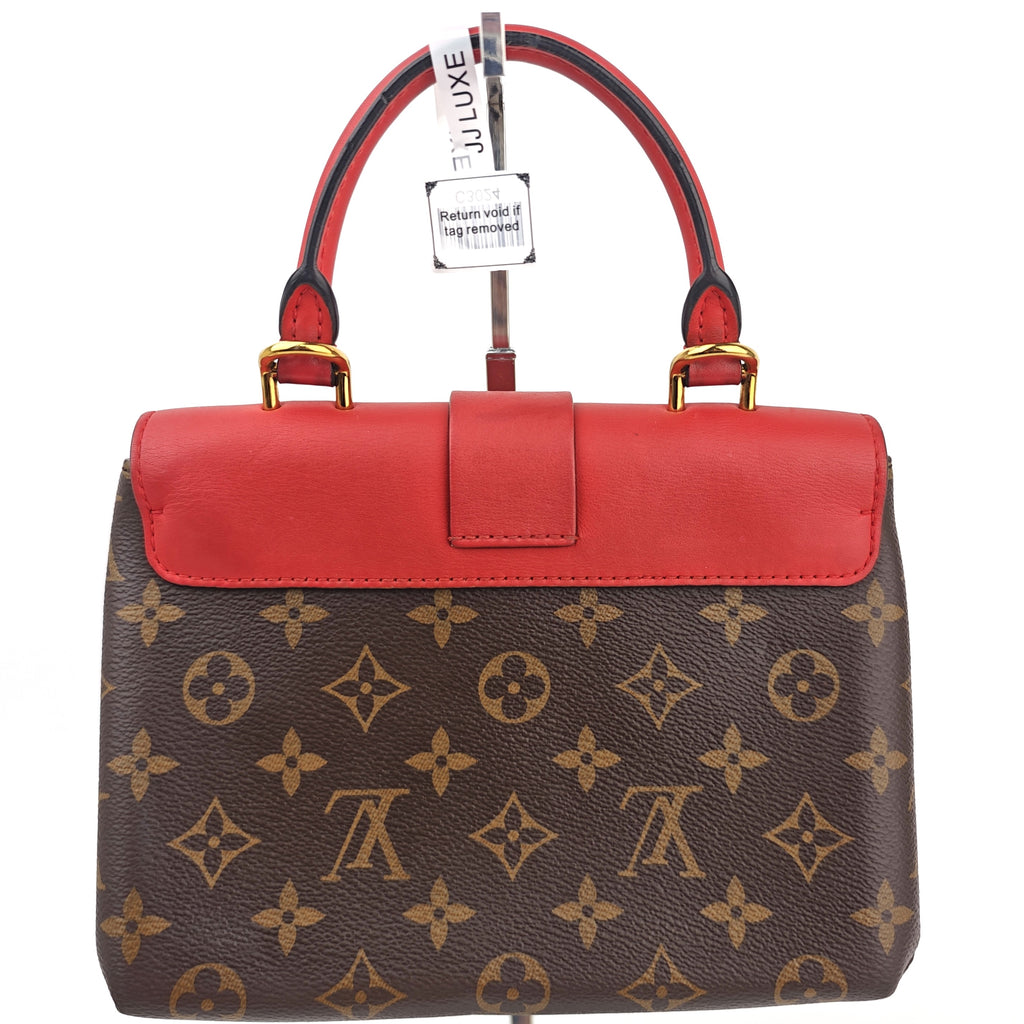 C3024 Louis Vuitton Top Handle Bag Locky BB Monogram Canvas Coquelicot | Pre-Owned Very Good Red Monogram Canvas