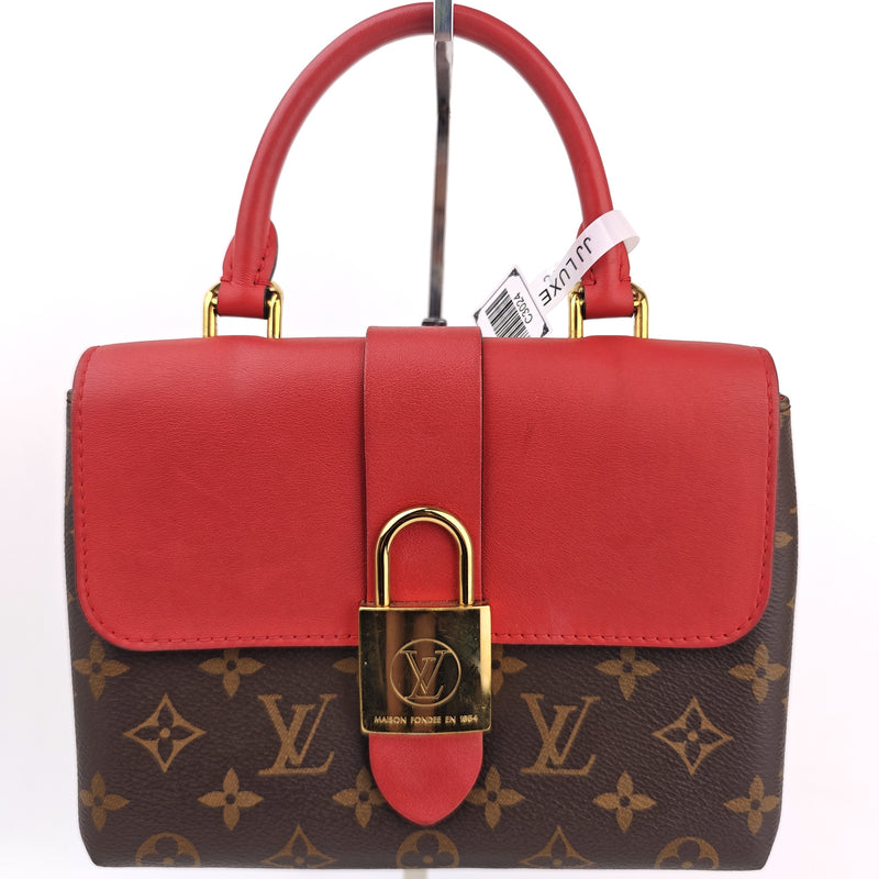 C3024 Louis Vuitton Top Handle Bag Locky BB Monogram Canvas Coquelicot | Pre-Owned Very Good Red Monogram Canvas