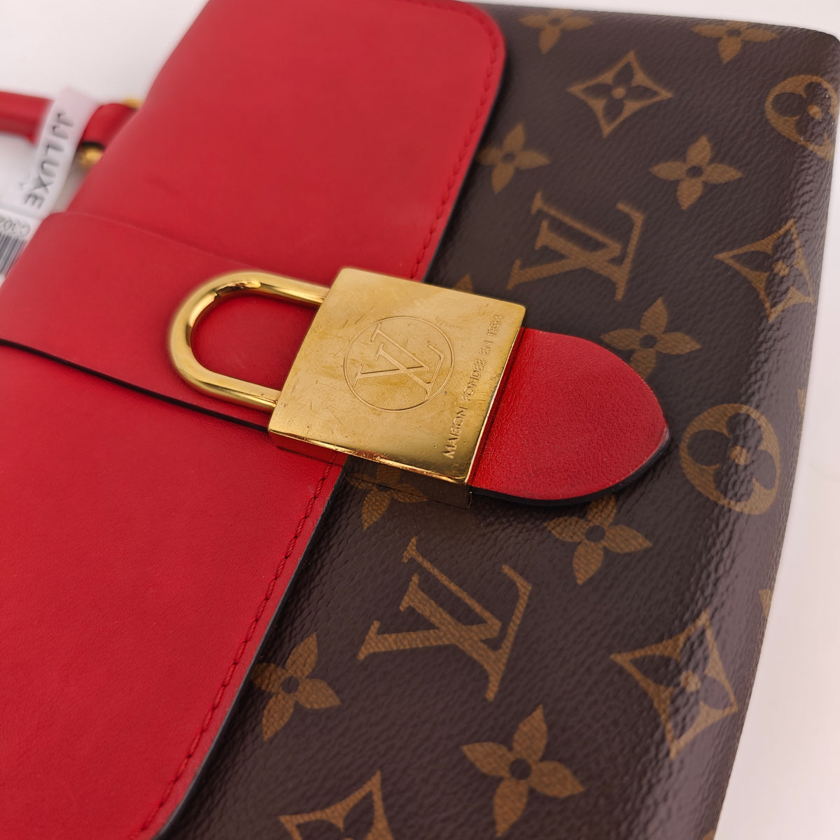 C3024 Louis Vuitton Top Handle Bag Locky BB Monogram Canvas Coquelicot | Pre-Owned Very Good Red Monogram Canvas