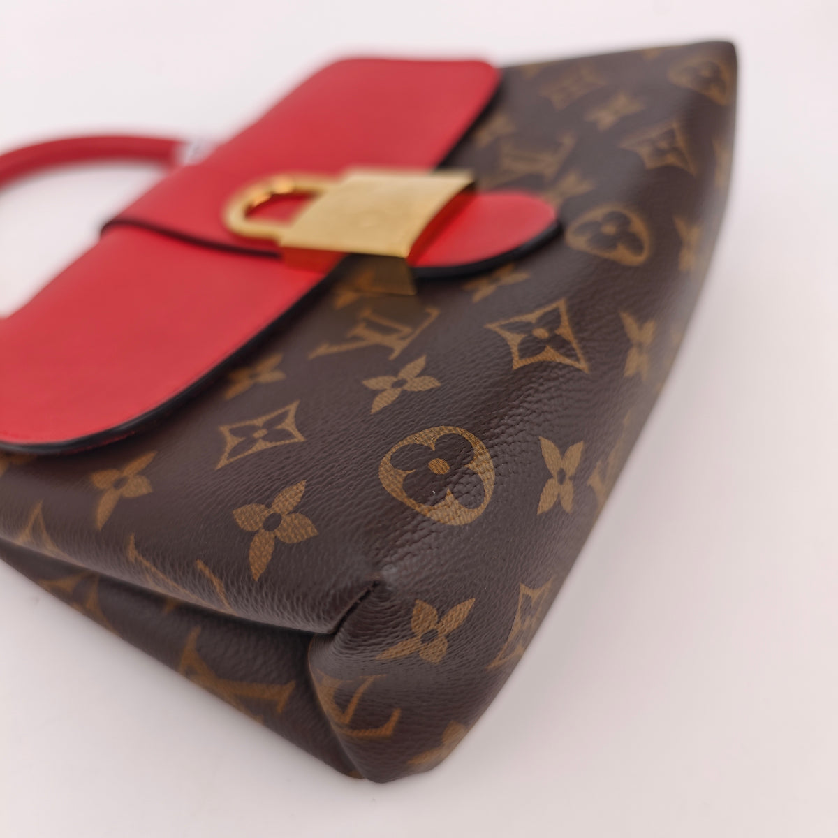 C3024 Louis Vuitton Top Handle Bag Locky BB Monogram Canvas Coquelicot | Pre-Owned Very Good Red Monogram Canvas