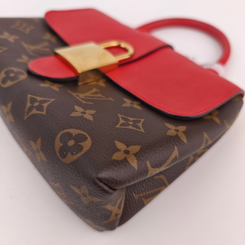 C3024 Louis Vuitton Top Handle Bag Locky BB Monogram Canvas Coquelicot | Pre-Owned Very Good Red Monogram Canvas
